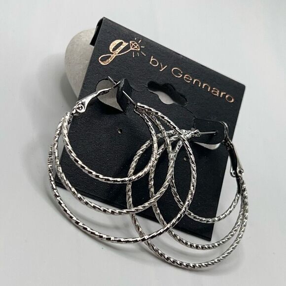 Silver Duo Circle G by Gennaro Earrings - Picture 5 of 6